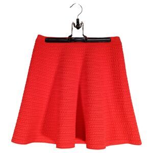 Theory Womens Skirt Rortie Scarlet Red Textured Flare 16" Knit Womens Small